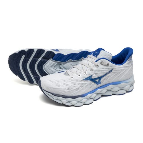 Mizuno Wave Sky 8 Mens Plein Air laser Blue pair sole